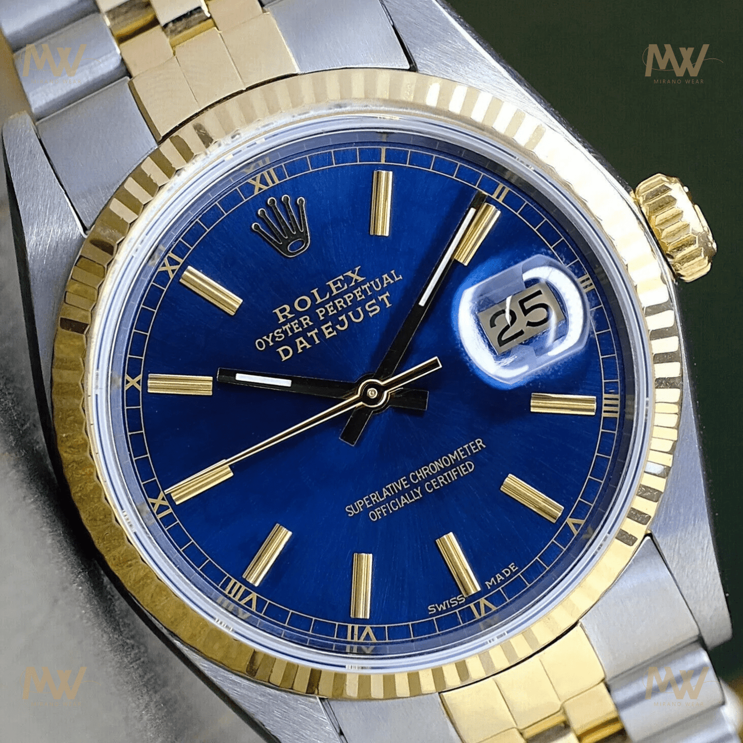Rolex Datejust 16233 – Olive Green Dial, Two - Tone Jubilee Bracelet Limited Edition - Mirano Wear